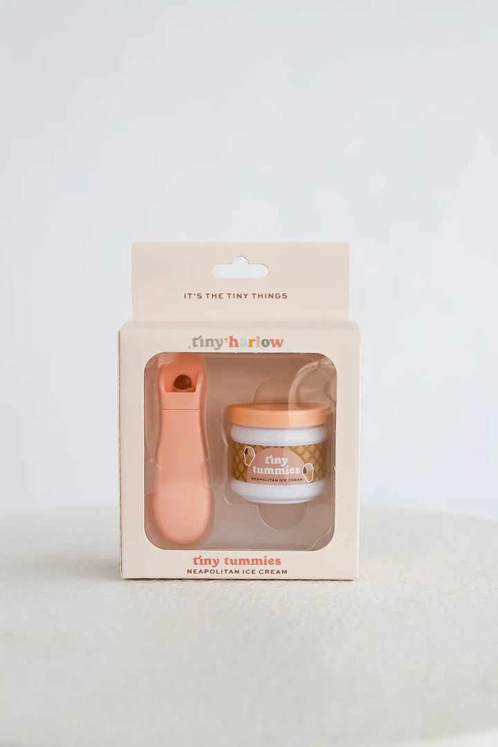 Tiny Tummies Neapolitan Icecream jar and spoon set