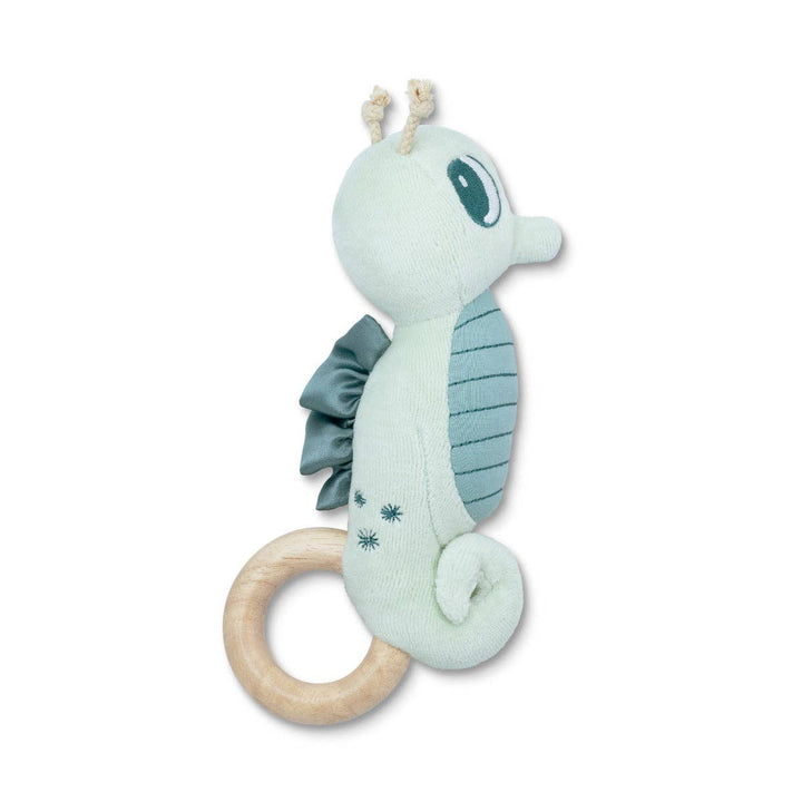 Teal Seahorse Teething Rattle: Teal
