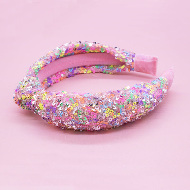 Kids Knot Headband - Sequin Knotted Hair Band Accessories: Blue