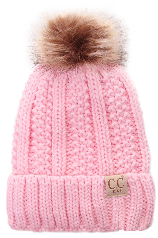 CC Kids Solid Color Lining Beanie: Pale Pink