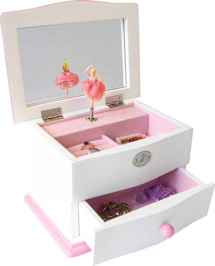 Mele and Co Katie Girls Wooden Ballerina Music Jewelry Box: White / Magic Flute / Girls Musical Wooden Ballerina Jewelry Box