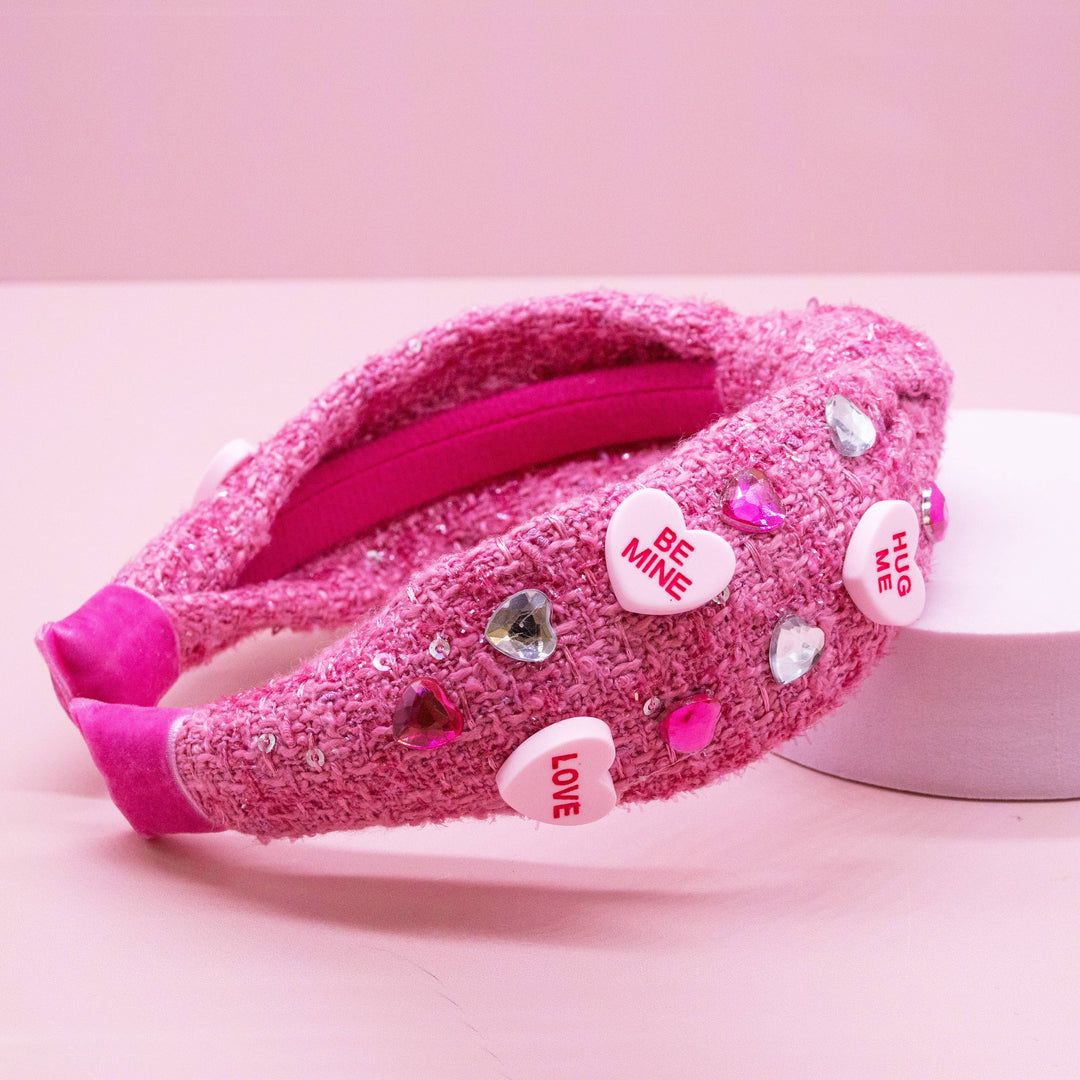 Candy Valentines Day Heart Embellished Knot Headband