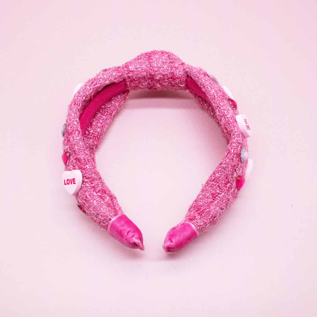 Candy Valentines Day Heart Embellished Knot Headband