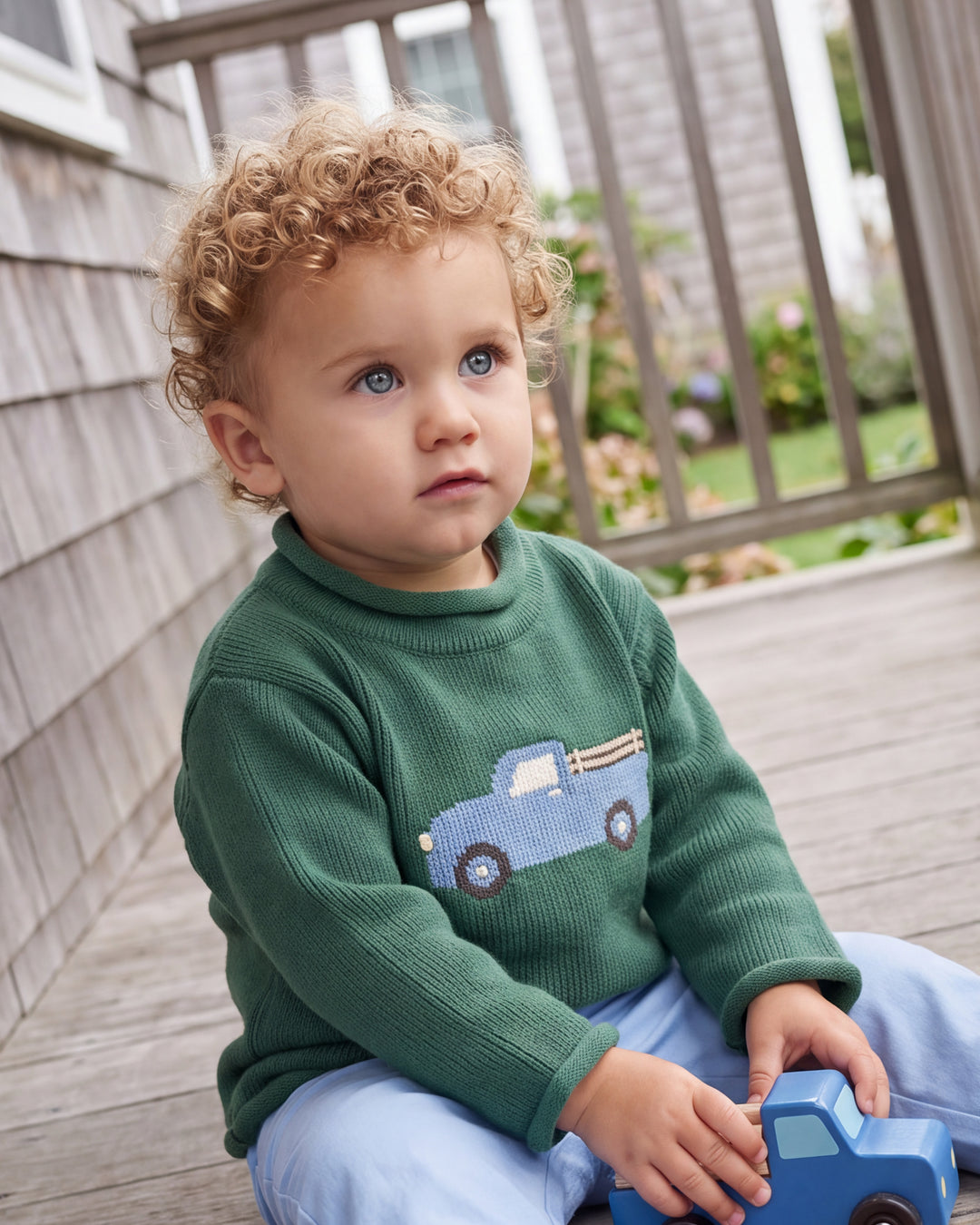 Blue Truck Roll Neck Sweater