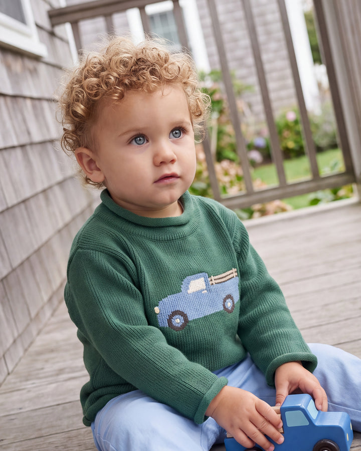 Blue Truck Roll Neck Sweater