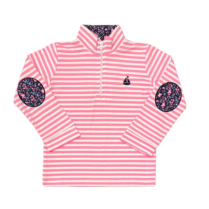 Portside Quarter Zip-Bubblegum Stripe/Sconset Floral