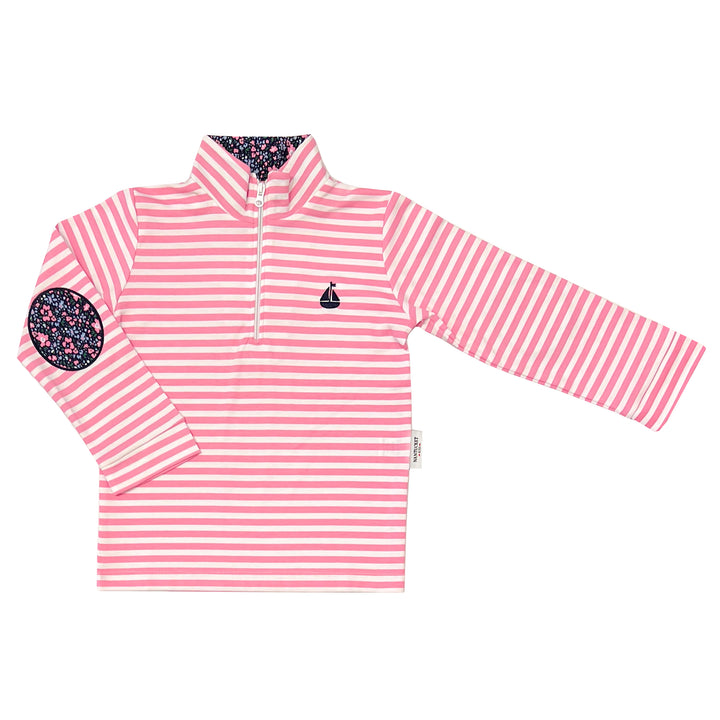 Portside Quarter Zip-Bubblegum Stripe/Sconset Floral