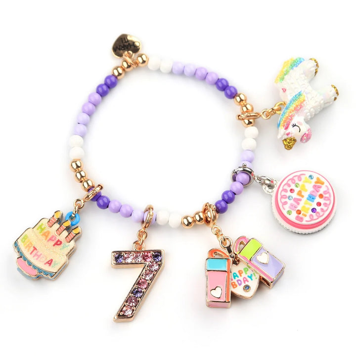 Gold Purple Stretch Bead Bracelet