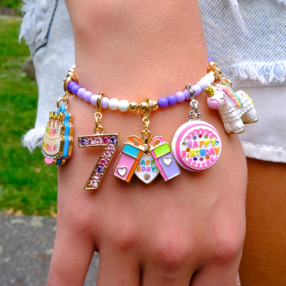 Gold Purple Stretch Bead Bracelet