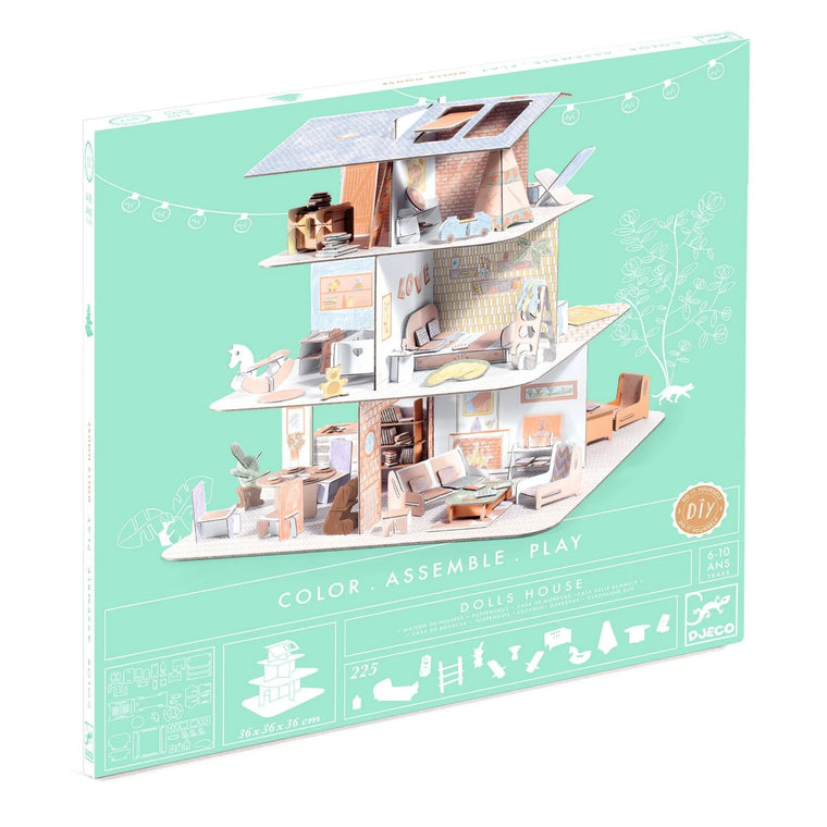 Doll House Color, Assemble, Play, DIY Craft Kit