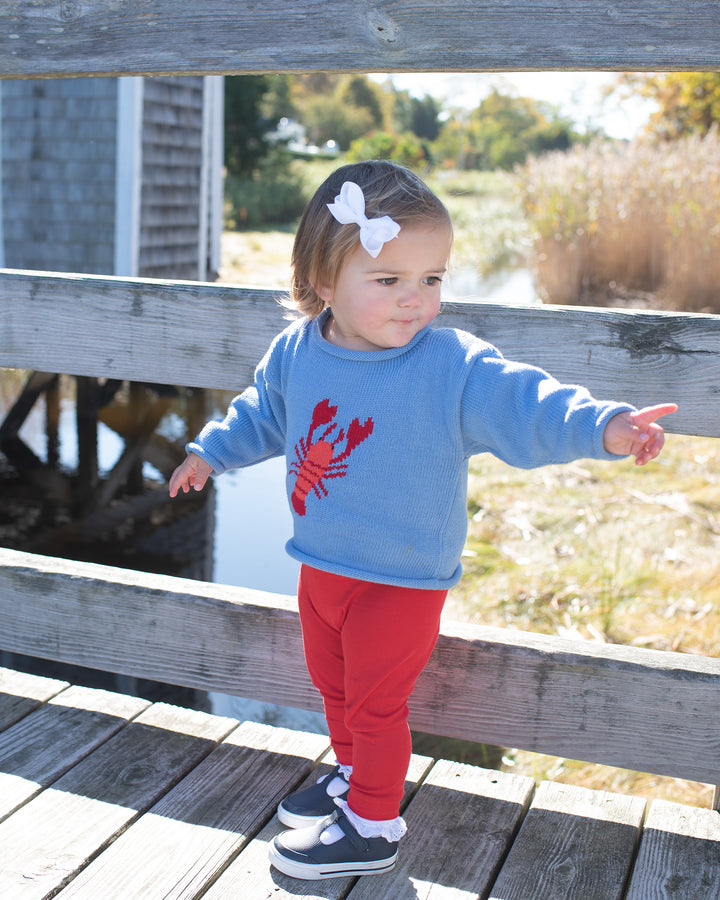 New England Lobster Roll Neck Sweater-Blue