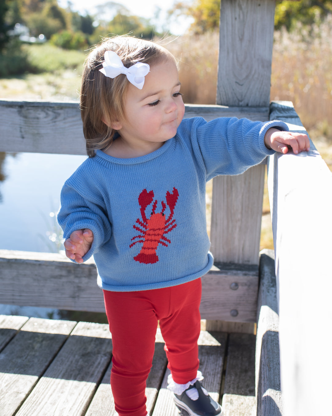 New England Lobster Roll Neck Sweater-Blue