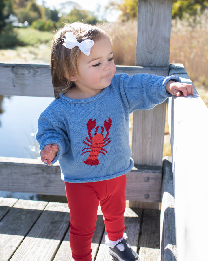 New England Lobster Roll Neck Sweater-Blue
