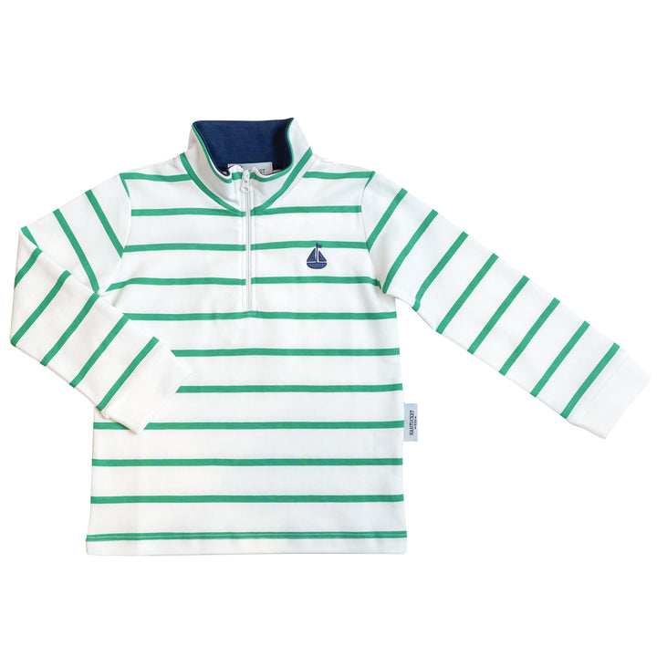 Portside Quarter Zip-Greenwich Green Stripe