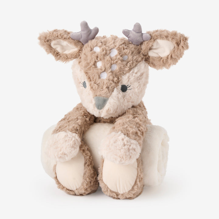 FAWN BEDTIME HUGGIE PLUSH TOY WITH BLANKET
