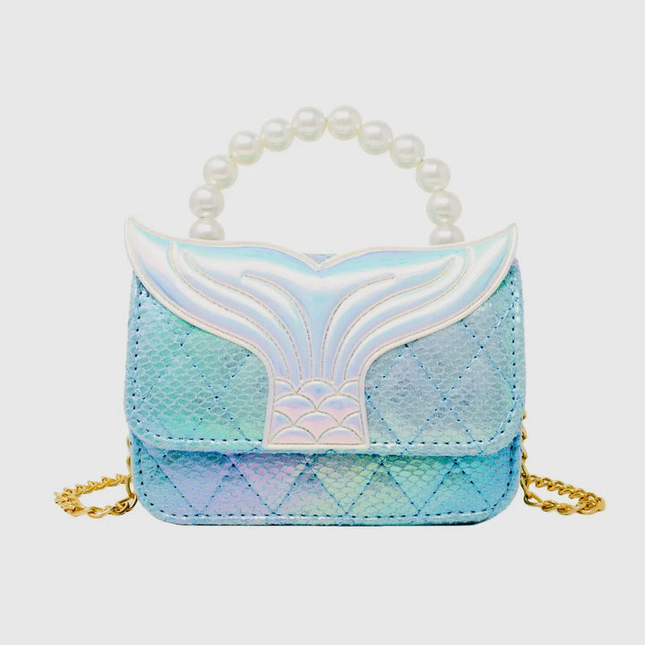 Mermaid Tail Pearl Handle Bag-Blue