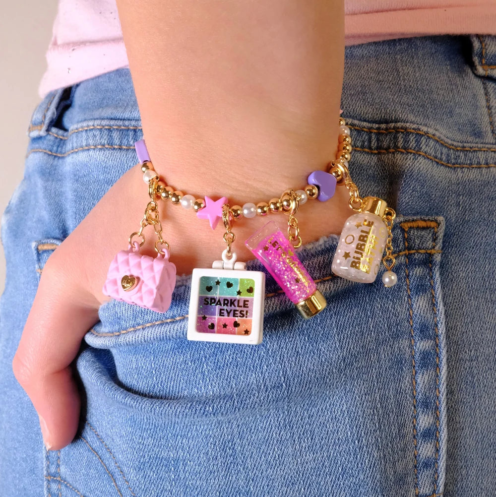 Gold Heart &amp; Star Stretch Bead Bracelet