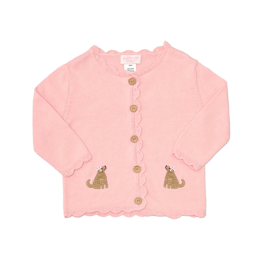 Playful Pups Scalloped Cardigan-Baby Pink