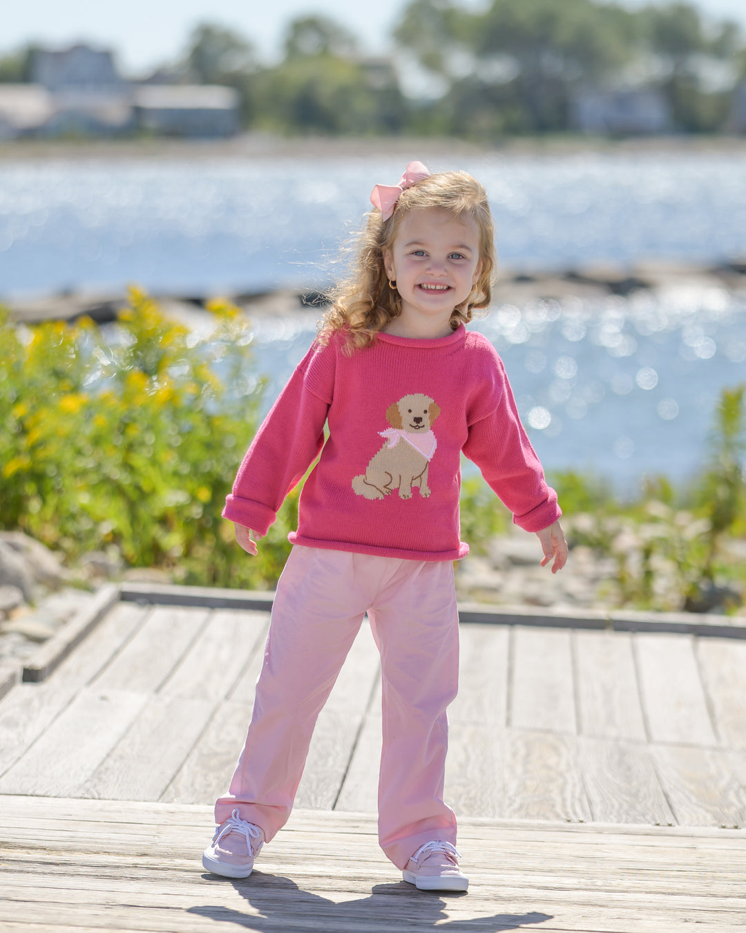 Goldie The Retriever Roll Neck Sweater-Hot Pink
