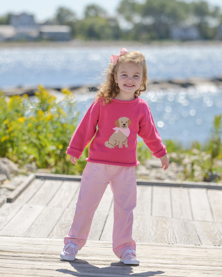 Goldie The Retriever Roll Neck Sweater-Hot Pink