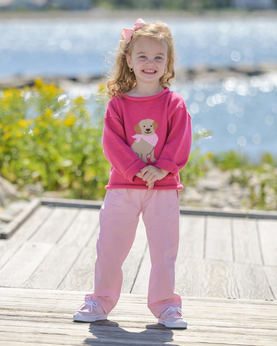 Goldie The Retriever Roll Neck Sweater-Hot Pink