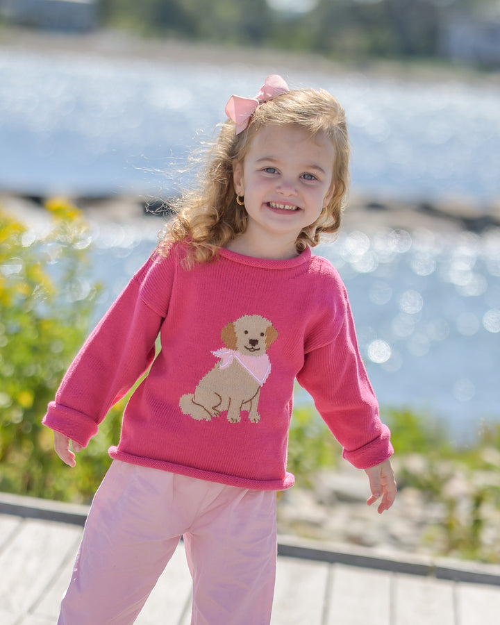 Goldie The Retriever Roll Neck Sweater-Hot Pink
