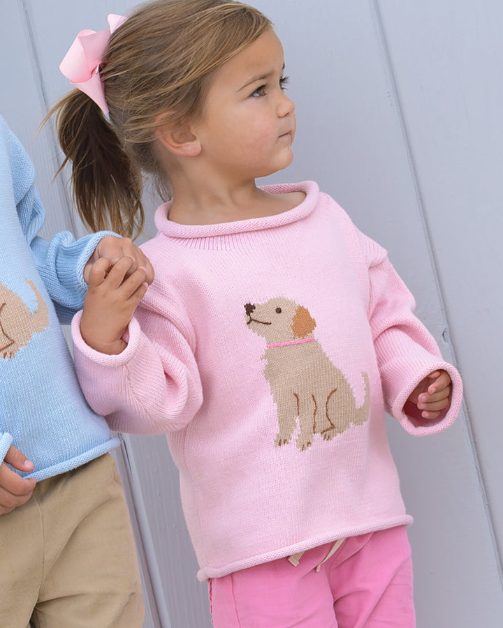 Goldie The Retriever Roll Neck Sweater-Pink