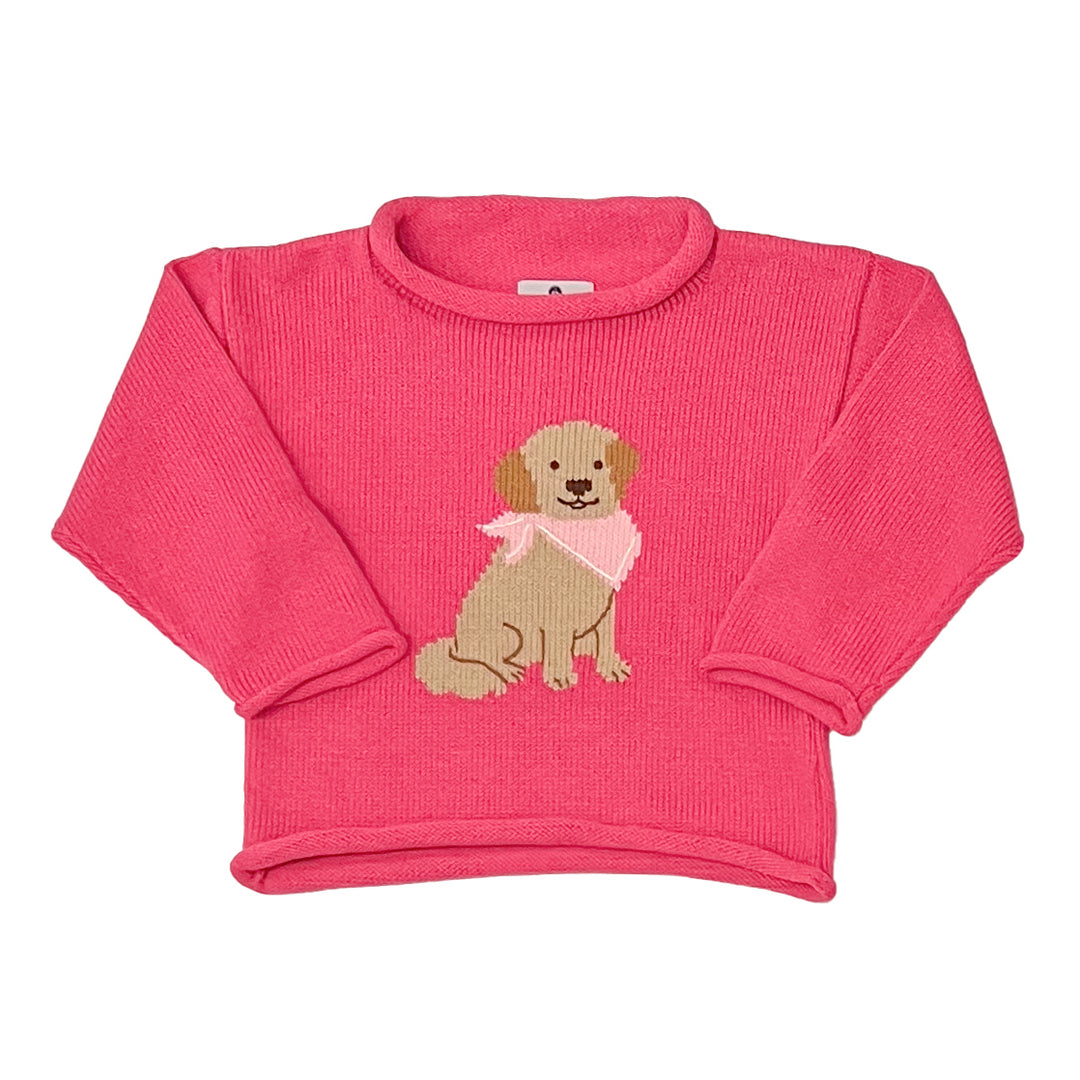 Goldie The Retriever Roll Neck Sweater-Hot Pink