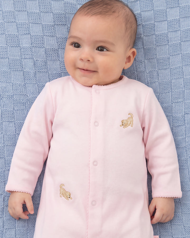 Goldie The Retriever Embroidered Footed Romper