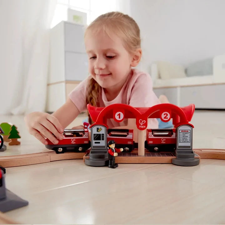 Hape Wooden Busy City Train Rail Set
