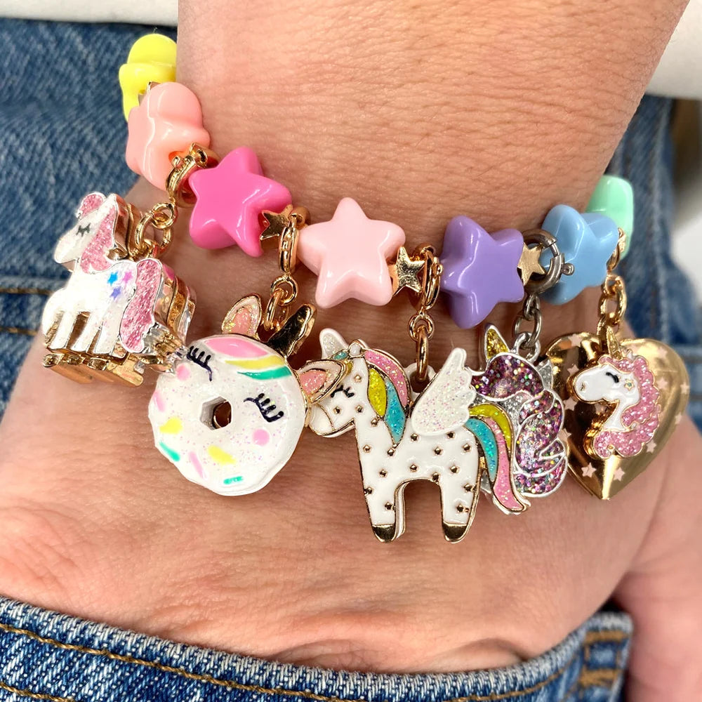 CHARM IT! Gold Pastel Star Stretch Bead Bracelet