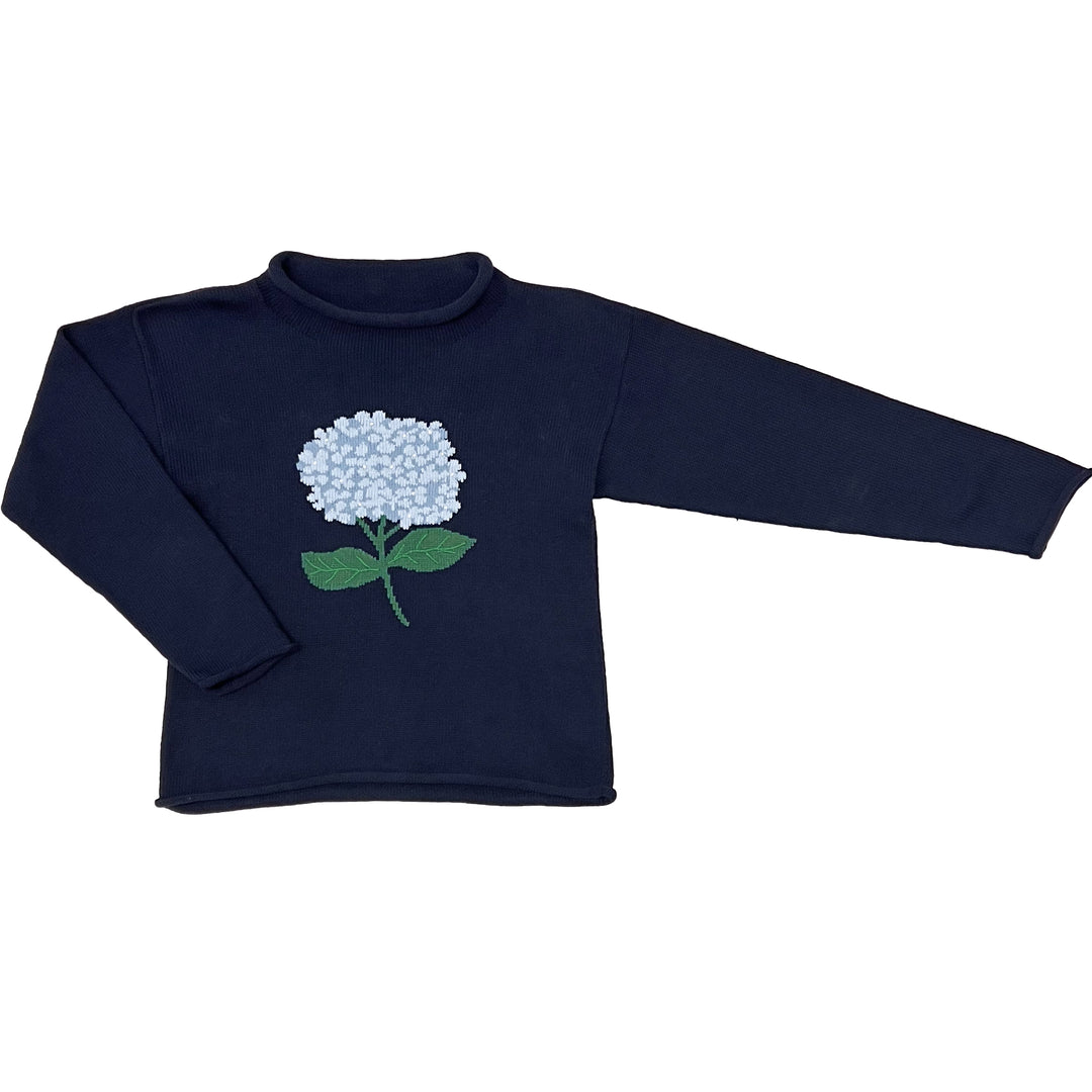 Women's Hydrangea Roll Neck Sweater-Navy