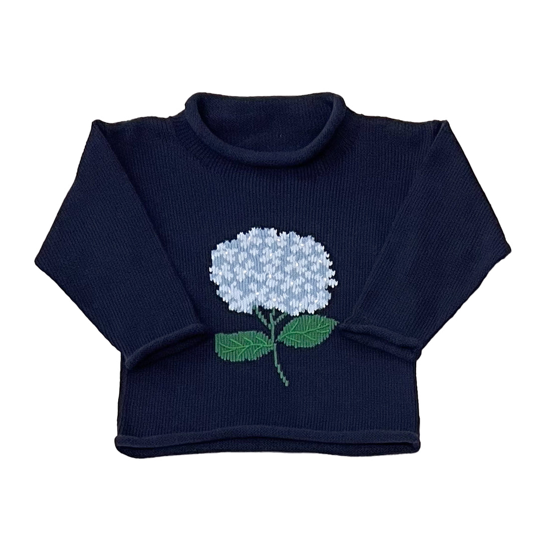 Hydrangea Roll Neck Sweater-Navy