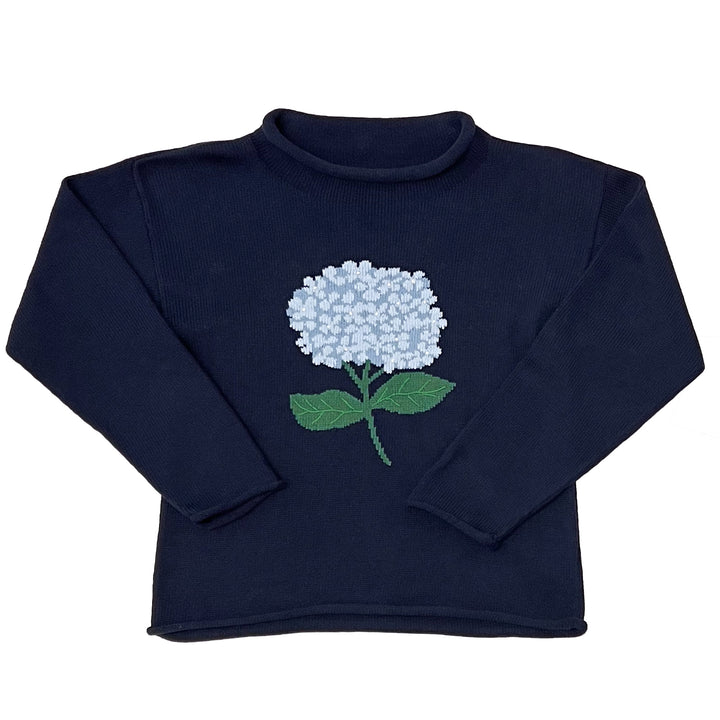 Women's Hydrangea Roll Neck Sweater-Navy