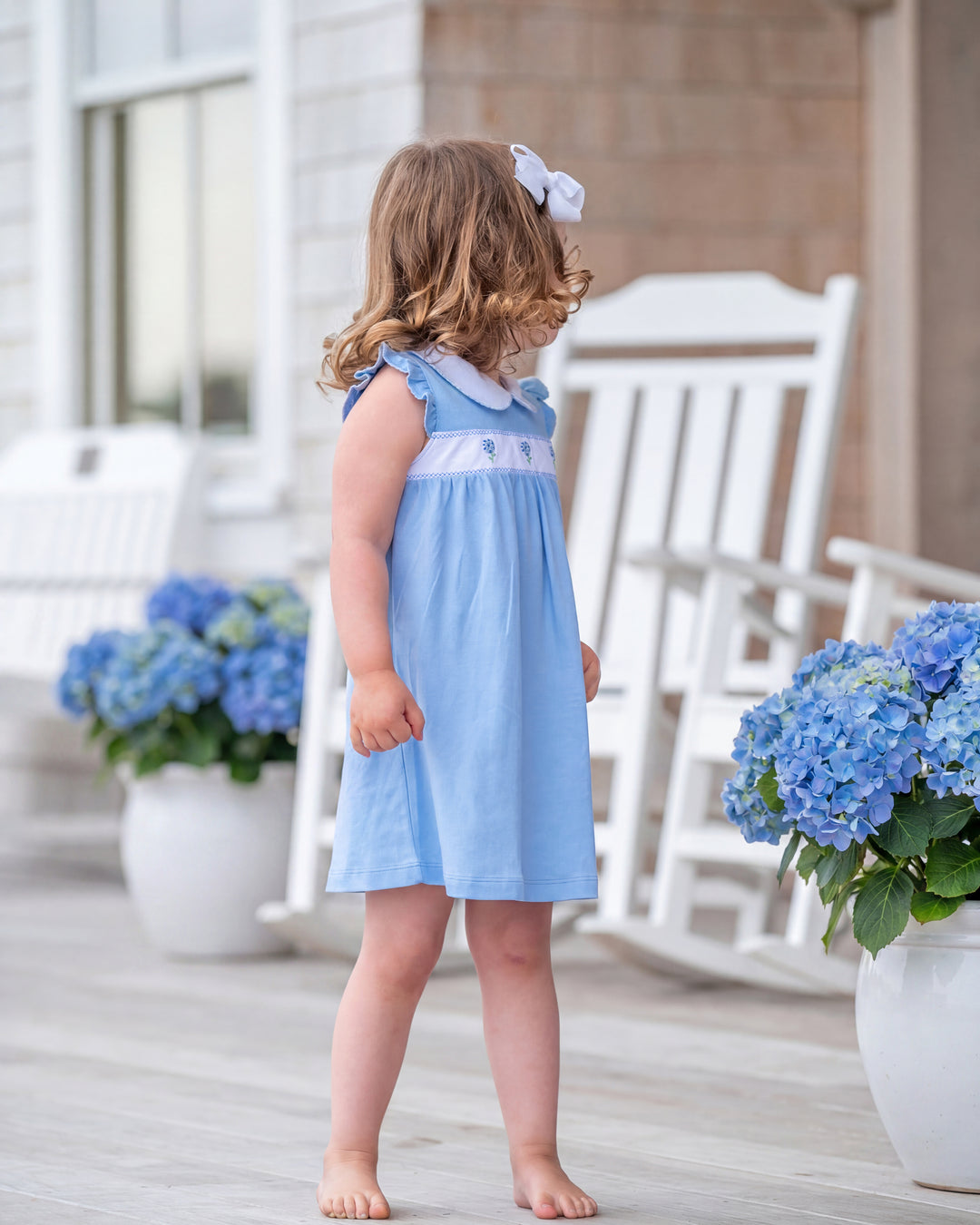 Hydrangeas in Bloom Hand-Embroidered Dress
