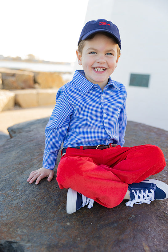 Boy's Gingham Button Down-Royal Blue