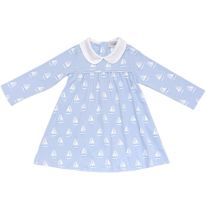 Smooth Sailing Pima Play Dress-Chatham Bars Blue