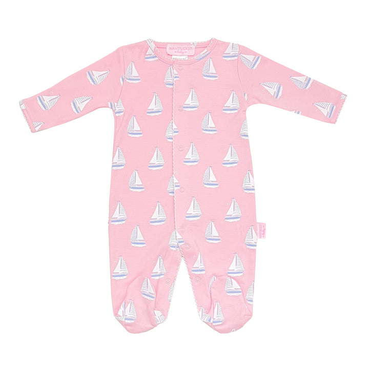 Smooth Sailing Footed Romper-Peony