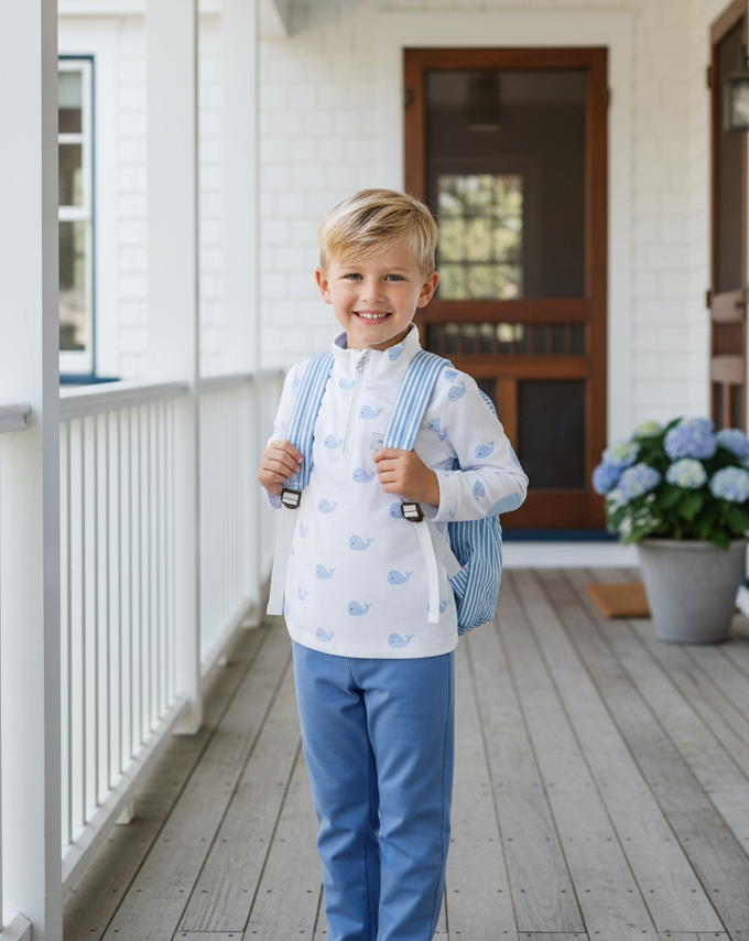 Whale Watch Quarter Zip-Chatham Bars Blue