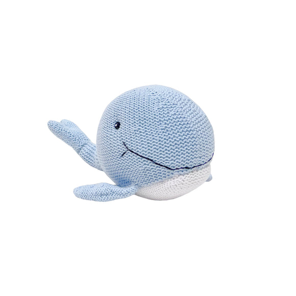 Winston The Whale Knitted Rattle Doll