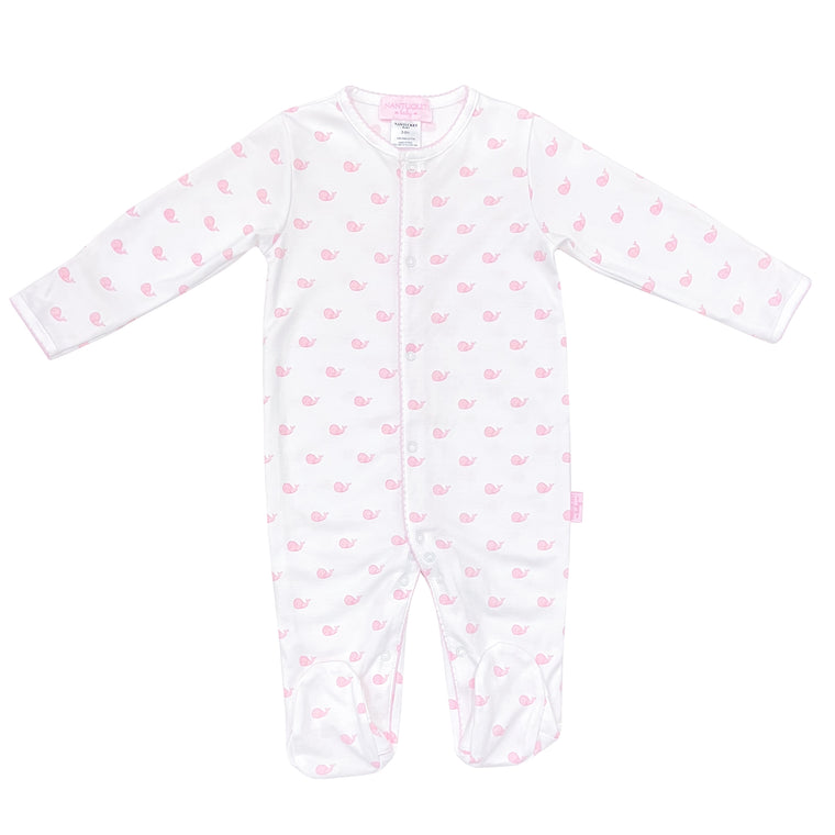 Whale Watch Footed Romper-Primrose