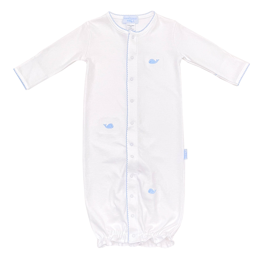Whale Watch Embroidered Convertible Gown-Chatham Bars Blue