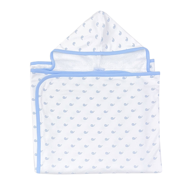 Whale Watch Oversized Hooded Towel-Chatham Bars Blue