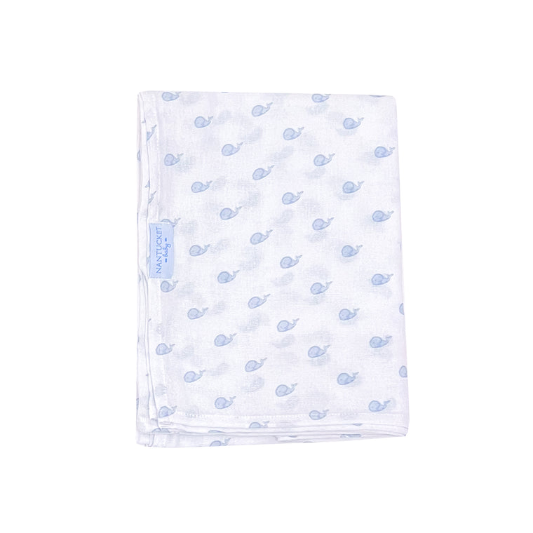 Whale Watch Muslin Swaddle-Chatham Bars Blue