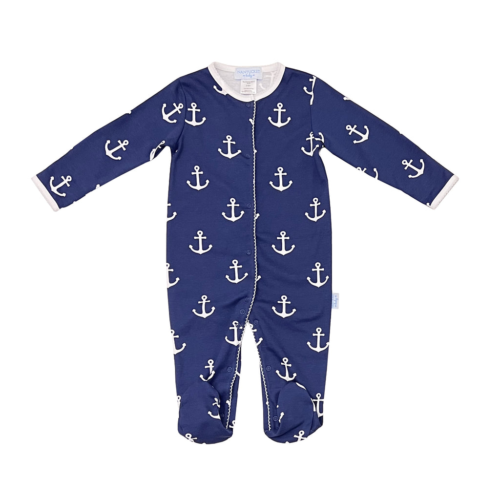 Anchors Aweigh Pima Romper-Nautical Navy