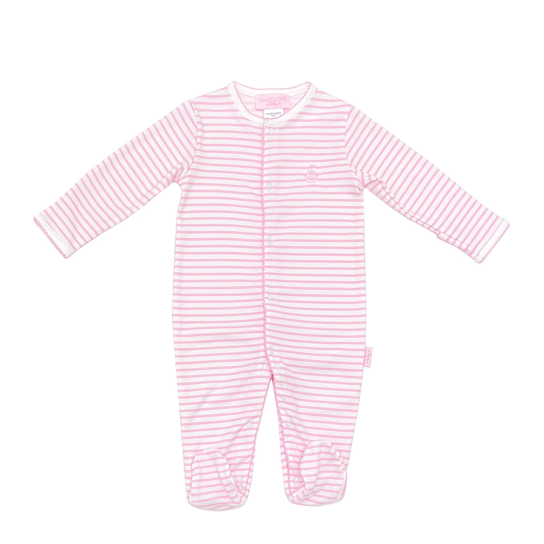 Portside Stripe Pima Romper-Peony