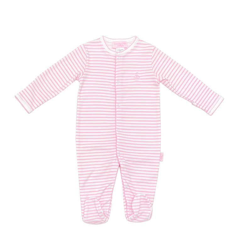 Portside Stripe Pima Romper-Peony