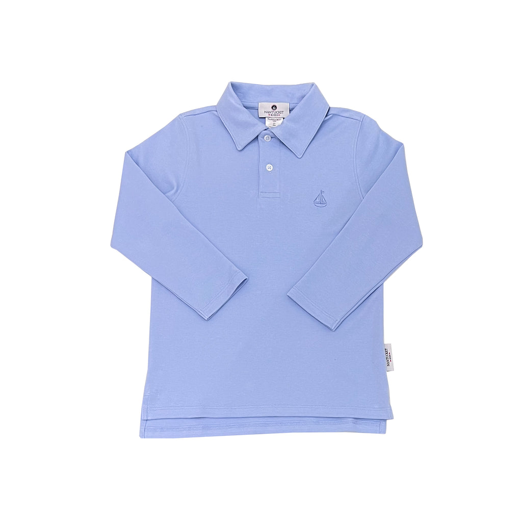 Set Sail Pima Polo Long Sleeve-Chatham Bars Blue