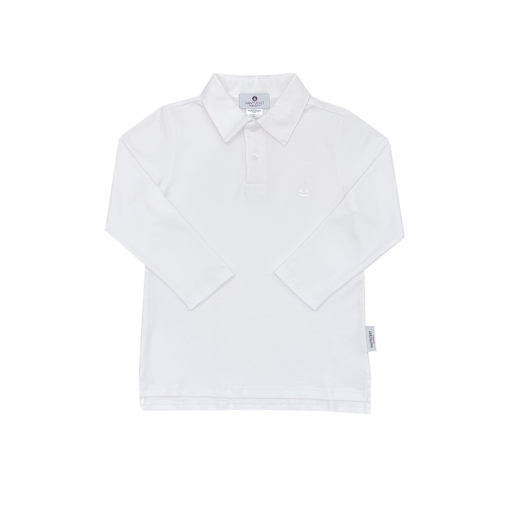 Set Sail Pima Long Sleeve Polo-Classic White