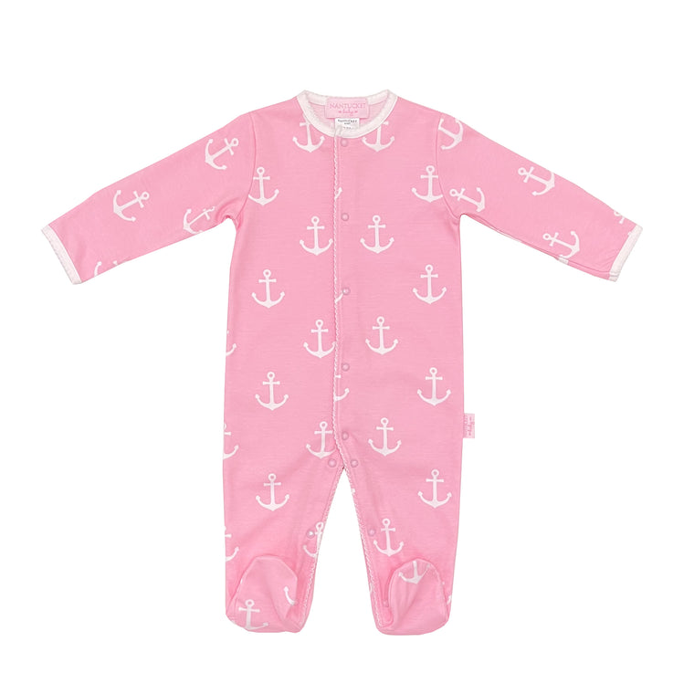 Anchors Aweigh Pima Romper-Peony